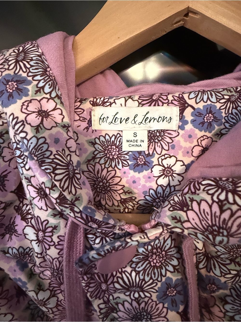 For Love And Lemons Lavender Floral Hooded Quilted Puffer - Picture 4 of 4